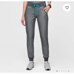 FIGS Zamora Jogger Scrub Pants Womens XS Petite Graphite Gray Teal